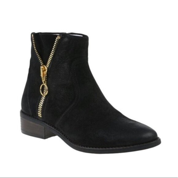 Steve Madden Chances Ankle Boot Nubuck Polished Gold Zip Sz 10 - Picture 4 of 10